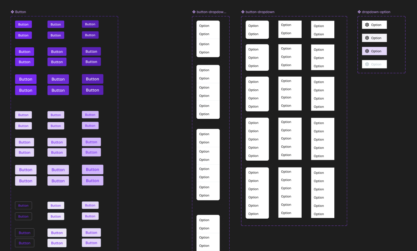 Created reusabled button components in Figma for varying states.